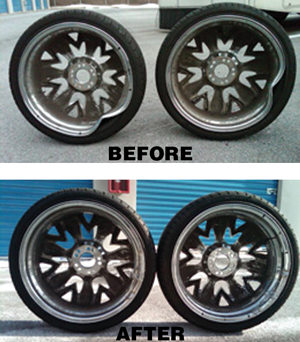 repaired wheels - before and after